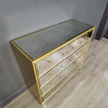 golden painting antique mirror drawer chest