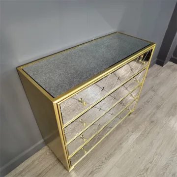 golden painting antique mirror drawer chest