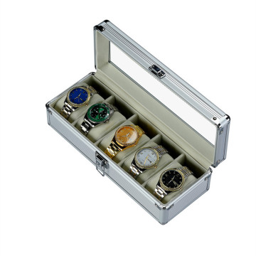 Aluminum Alloy Watch Storage Box with 5-Position Display and EVA Flannelette Lining