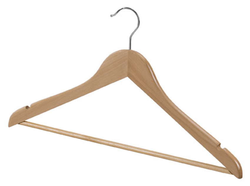 Non Slip Wooden Coat Hanger With Trouser Bar