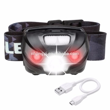 outdoor camping high power USB rechargeable led sensor headlamp