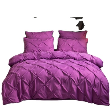 Turkish Wedding Pinch Pleat Embroidery Quilt Cover Set with Pillowcases - 3PCS Bedding
