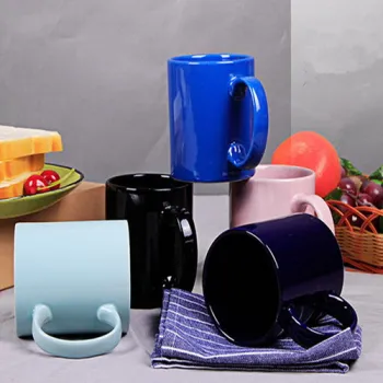 Pringted Logo Pure Color Ceramic Coffee Mugs