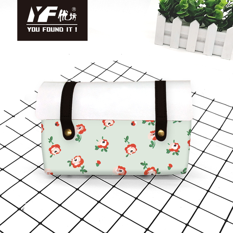 Bolso de bolso de cuero Pu de flores personalizados Case de bolsas cosméticas y bolso multifuncional