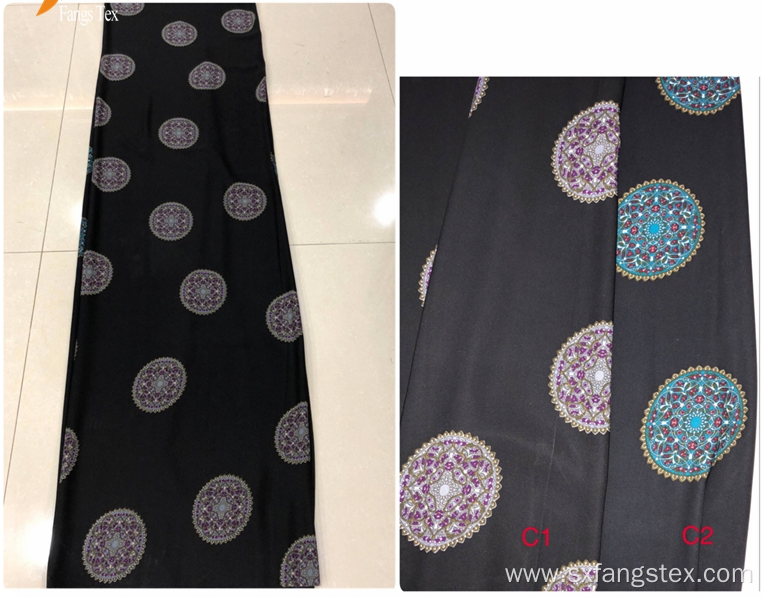 Breathable Formal Black Abaya Dubai Nida Printed Fabric