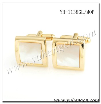 YH-1138GL/MOP Elegant Gold Mens Square MOP Jewelry Cufflinks