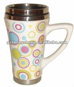 ceramic mug with lid with FDA &SGS test, Eco-friendly