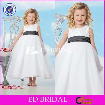 F1910 Lovely Girl Sleeveless Handwork Flower Black Sah Tulle Flower Girl Dress Pattern