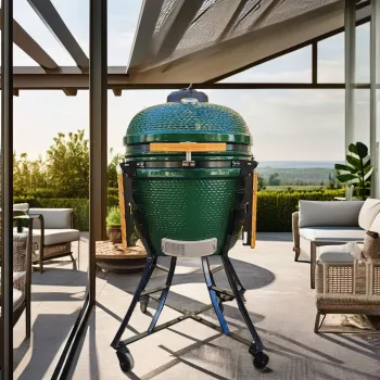 Auplex XL 24 Inch Egg Shape Kamado Smoker Ceramic BBQ Grill for Outdoor Kitchens