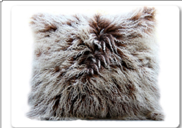 Genuine Pure Color Decorate Mongolian Lamb Fur Pillow
