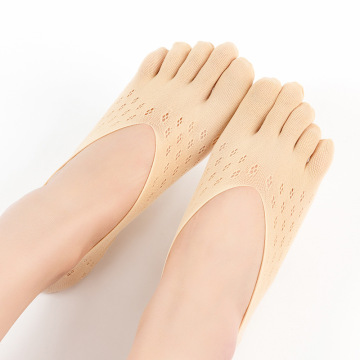 Colorful Anti-Slip Silicone Yoga Socks for Women - Cotton, Quick-Dry, 5-Finger Protection
