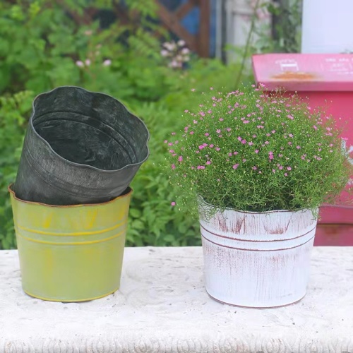 Iron flower mouth tin bucket