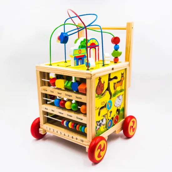 2024 Latest Wooden Multi-Design Puzzle & Bead Toy: A Versatile Push and Pull Early Education Toy for Children