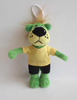 Green bear key chain wearing clothes