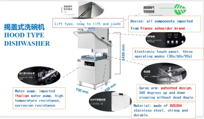 Chefmax Commercial Free Standing Dishwasher - Automatic Kitchen Dish Machine for Hotels and Restaurants