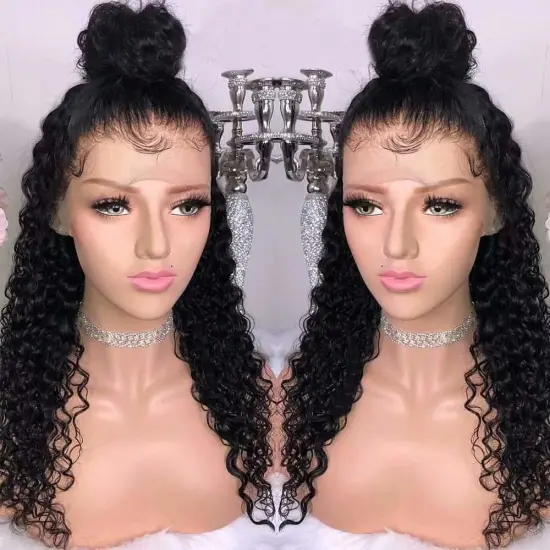 13X4 water wave wig Glueless hd lace wig Vendor Unprocessed Brazilian pre plucked real human hair wig