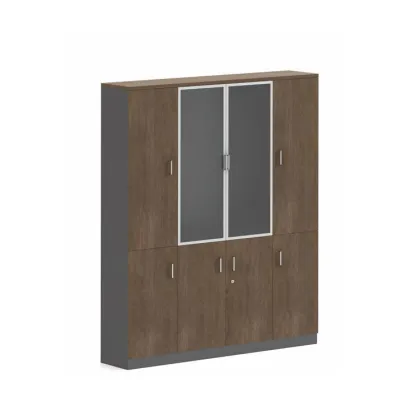 Factory wholesale wooden custom office bookcase storage modern office furniture wooden file cabinet double door bookcase