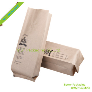Bolsa de saco de café com reforço lateral de papel Kraft