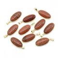 Pendentif ovale rouge Goldstone pour fabriquer un collier de bijoux 15x30 mm