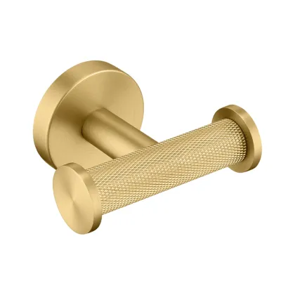 Knurling Brushed Gold Clothes hock