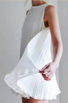 Pretty Steps fashion women dress 2016 sleeveless design and chiffon fabric type pleat short dress