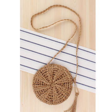 2021 round design beach straw tassels crossbody bag