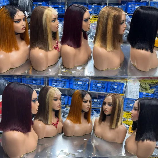 Color Bone Straight 2*6 Kim K Blunt Cut Vietnamese Bob Wigs 100% Human Double Drawn Raw Brazilian Hair Wig