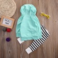 Citgeett kids Autumn style infant clothes baby clothing sets Long Sleeve Cotton Hooded Tops Jacket +Striped Pants Outfit Set