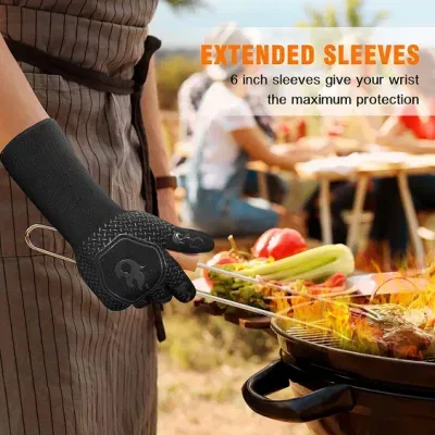 1472 Fahrenheit Washable Silicone Mitts Heat Resistant Fireproof BBQ Accessories Grill Gloves