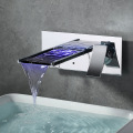 Wall mounted LED light four-sided basin faucet