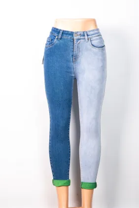 Custom Contrast Shades of Denim Pencil Pants