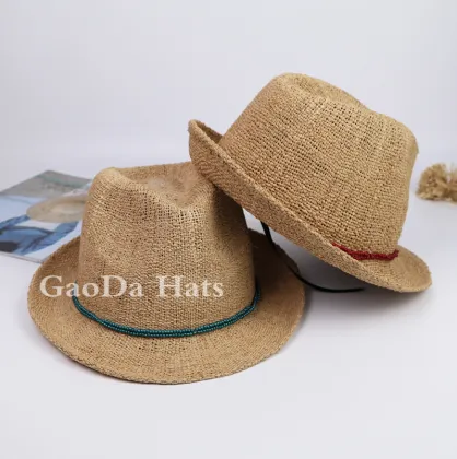 girls fashionable straw fadora hat