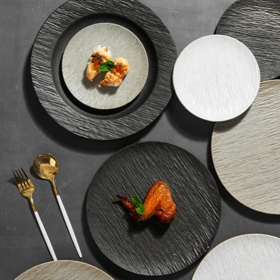Luxury Nordic Minimalist Imitation Rock Style Ceramic Plate for Banquet Tableware