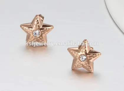 Beautiful Stainless Steel Star Rose Gold Earrings Jewelry Fashion for Women