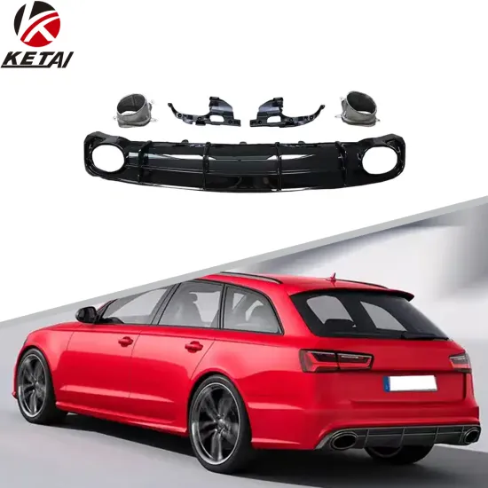 High-Quality 2016-2018 S-line RS6 Style Rear Bumper Diffuser with Tips for AUDI A6