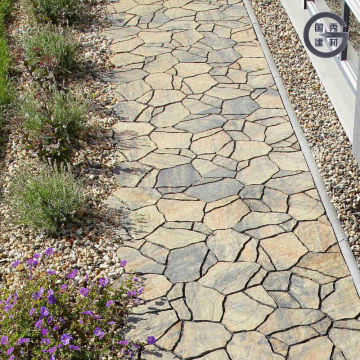 Irregular stone effect path tiles