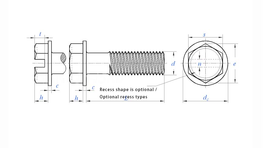 Stainless Steel Slotted Flanged Hex Head Scre