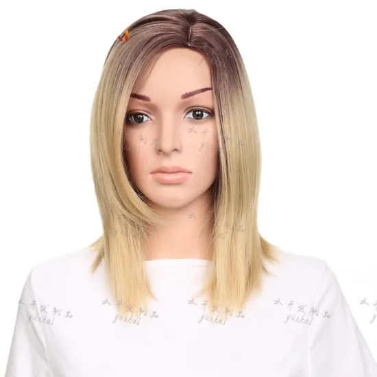 Factory Wholesale High heat fiber Natural looking american short blonde gradient Hair non lace wig Synthetic hair wigs for women