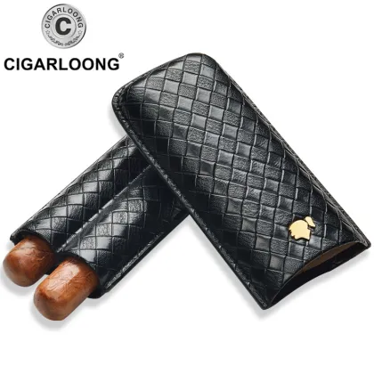 COHIBA cigar case holds 2 cigars travel portable humidor cigar case leather CD-1016