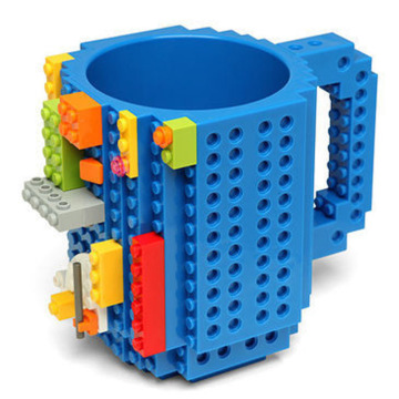 Feiyou hot selling 350ML Cylinder shape Creative Brick Mug Eco-friendly Material DIY Building Blocks plastic Coffee Cup mug