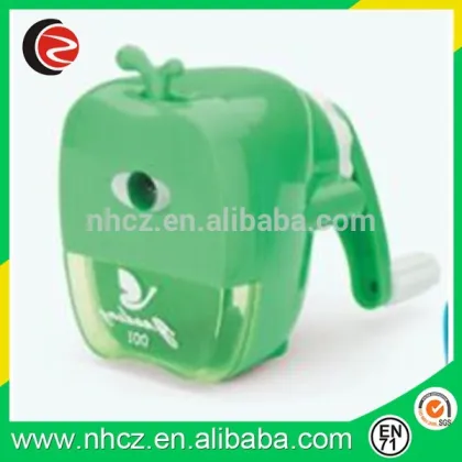 2016 green apple safety hand pen pencil sharpener