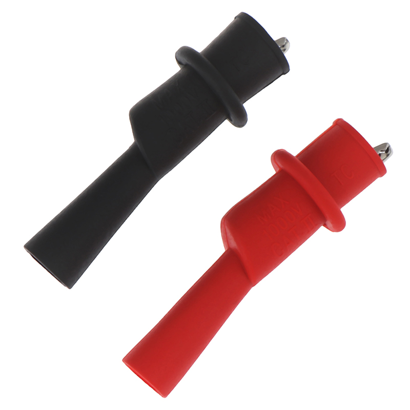 2pcs Insulated MultiMeter Test Lead Meter Alligator Clip Crocodile Clamp Probe Red + Black For Test Tool Accessory