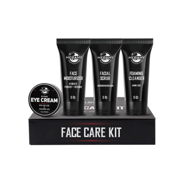 Private Label Men's Face Care Kit: Moisturizer, Scrub, Cleanser, and Eye Cream