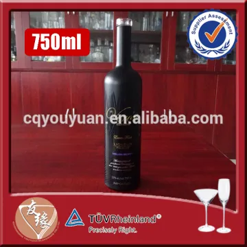 empty glass liquor packaging matte black glass bottle 750ml