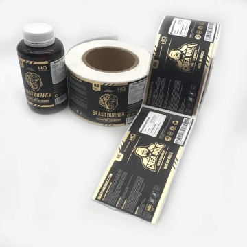 Custom Printing Adhesive Aluminum Foil Round Vinyl Sticker Label Roll for Plastic Bottle