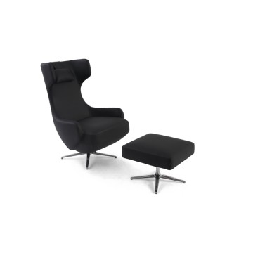 Black Genuine Leather Grand Repos Lounge Chair