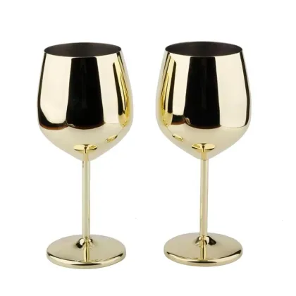 304 Stainless Steel Wine Glass Set with Long Handle - Durable White and Red Wine Glasses