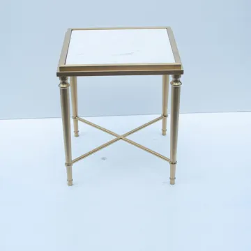 polished metal coffee table glass top side table