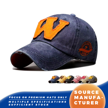 Topi Baseball Patch Huruf W Vintage yang Dicuci