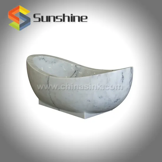 Chinese Moon White Marble Slipper Stone Bathtub